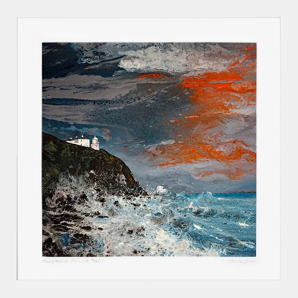 Print - Blackhead Sunset - White Box Frame