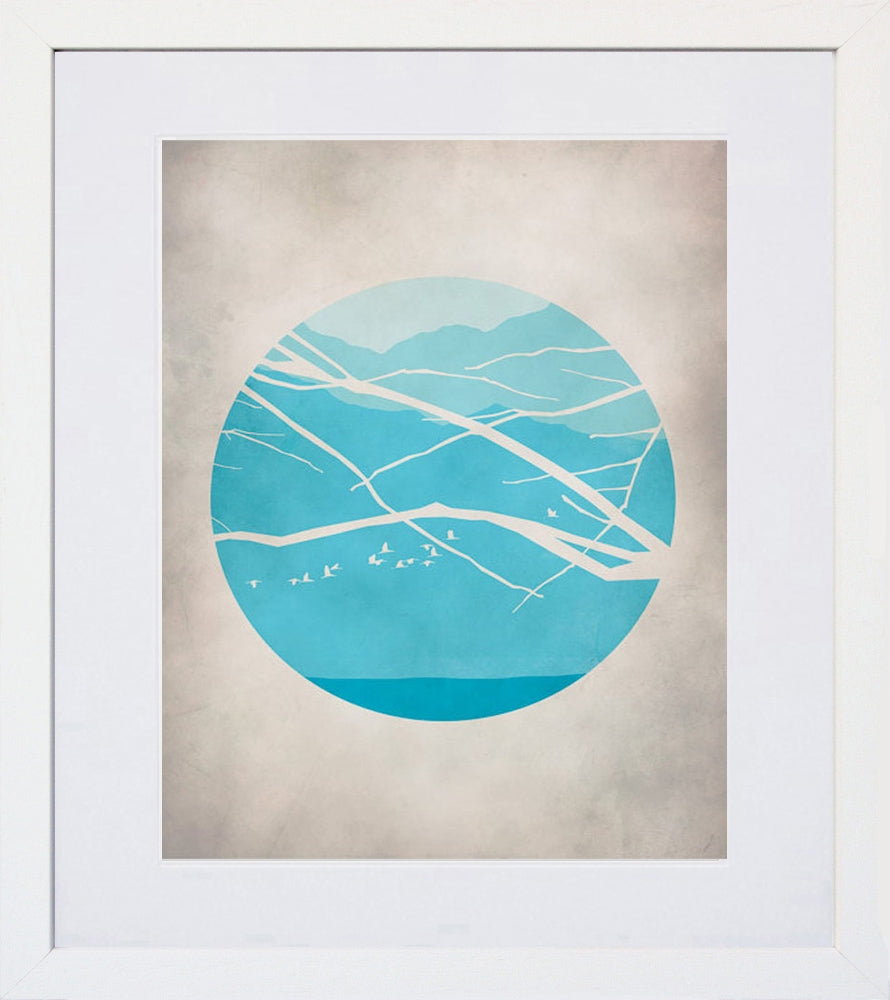 Blue Hour In The Mountain White Frame