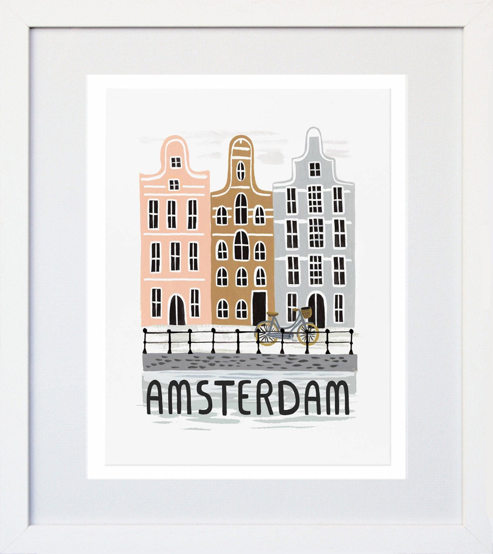 Bon Voyage Amsterdam White Frame