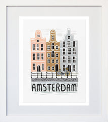 Bon Voyage Amsterdam White Frame