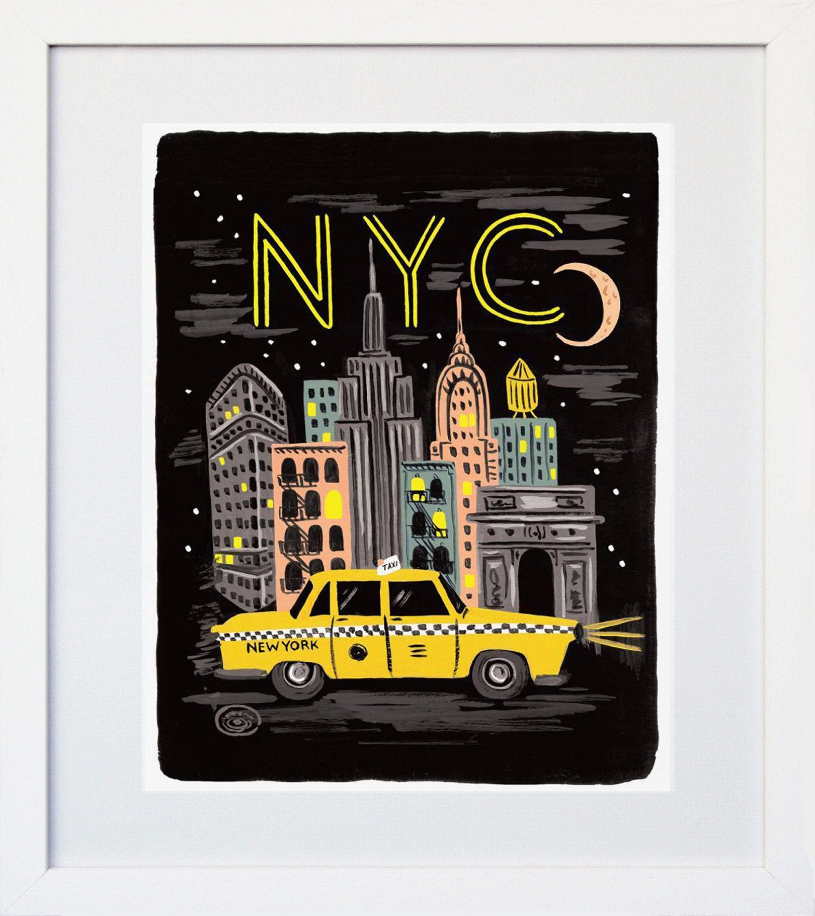 Bon Voyage New York White Frame