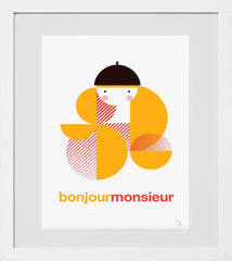 Bonjour Monsieur White Frame
