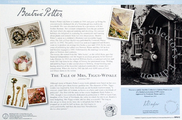 Mrs Tiggy-Winkle Went Sniffle Sniffle