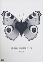 Animals - British Butterflies Peacock in Slate Unframed
