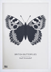 Nature - British Butterflies Small Tortoiseshell in Slate Frame White