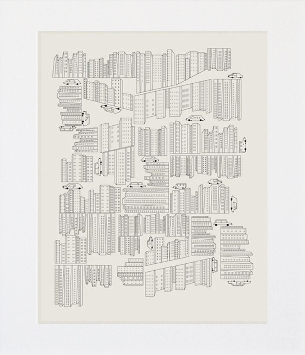 Buildings and Cars Unframed