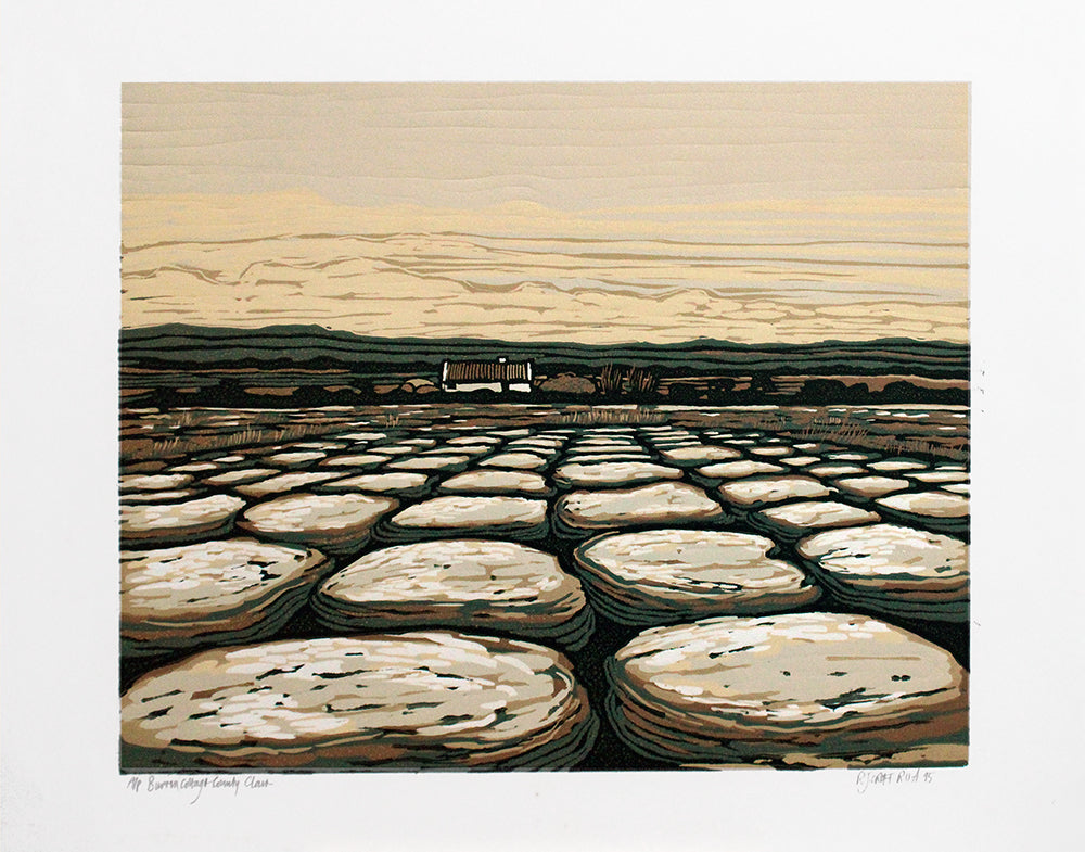 Linocut Print - Burren Cottage, Co Clare 1995 Artist Proof Unframed