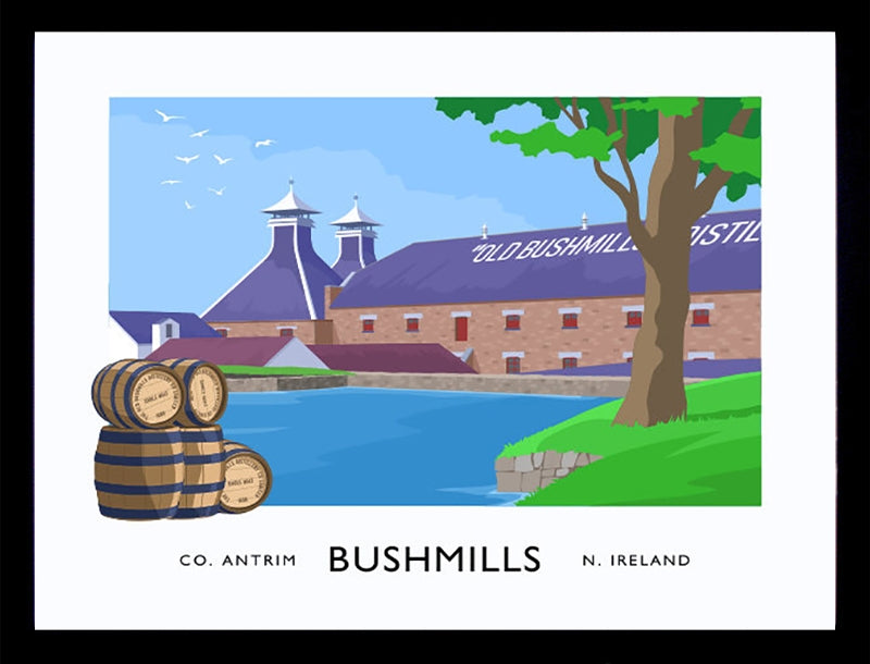 Co Antrim - Bushmills Frame Black 70x50
