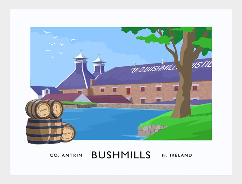 Co Antrim - Bushmills Frame White 40x30 No Mount