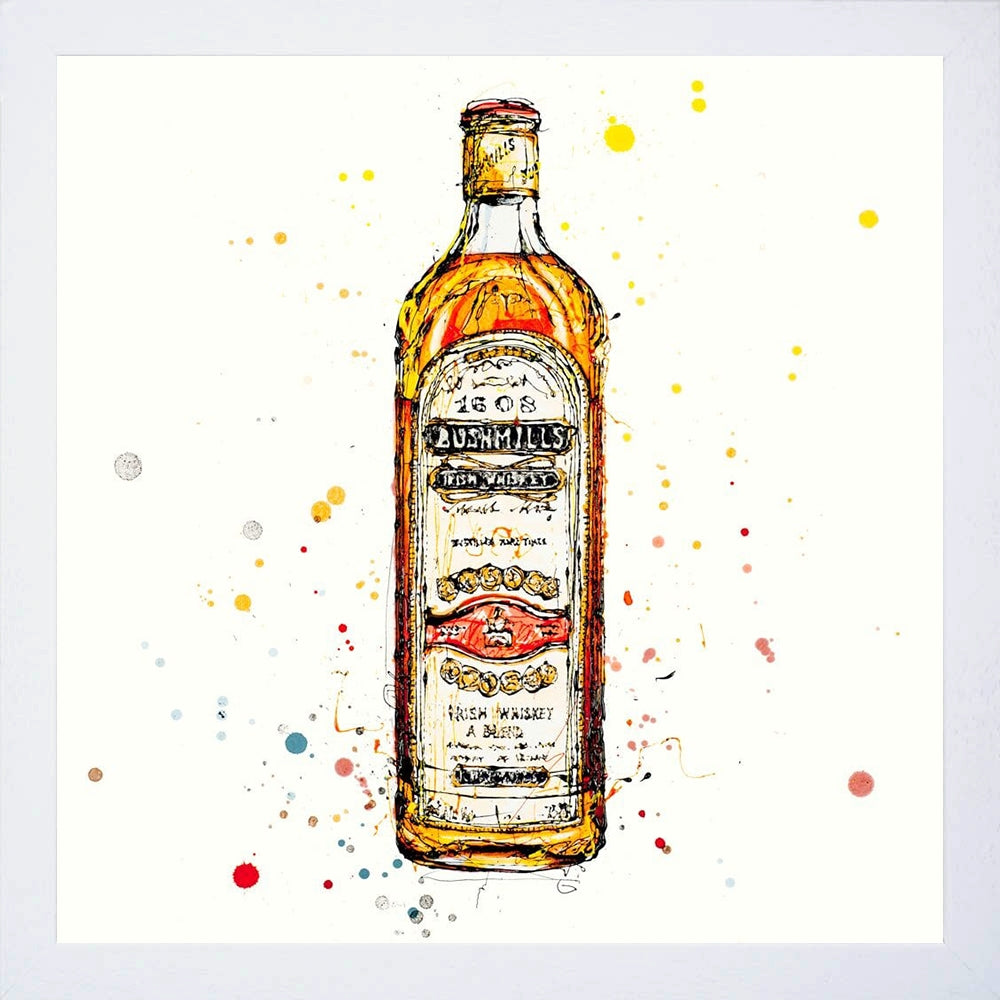 Print Open Edition Drinks - Bushmills Irish Whiskey-30 x 30-White Box Frame (No Mount)