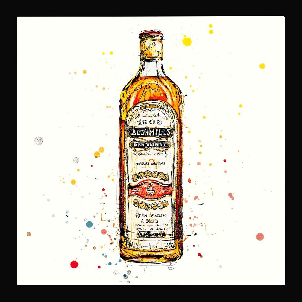 Print Open Edition Drinks - Bushmills Irish Whiskey-30 x 30-Black Box Frame (No Mount)