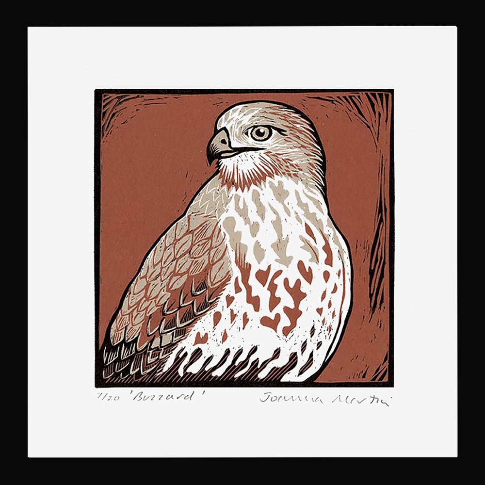 Lino Print - Buzzard Black Frame