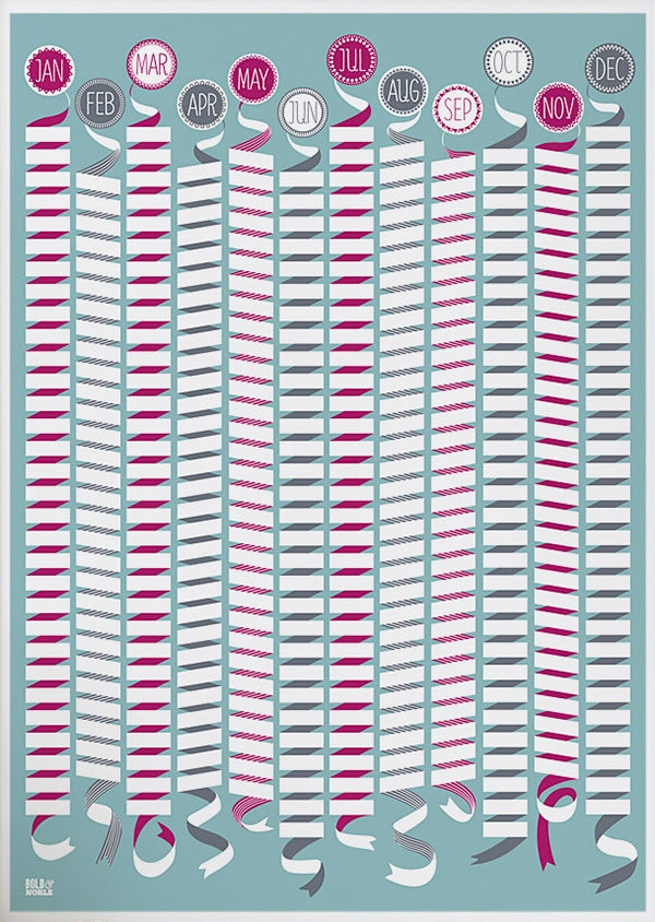 Pattern - Wall Calendar In Blue Unframed