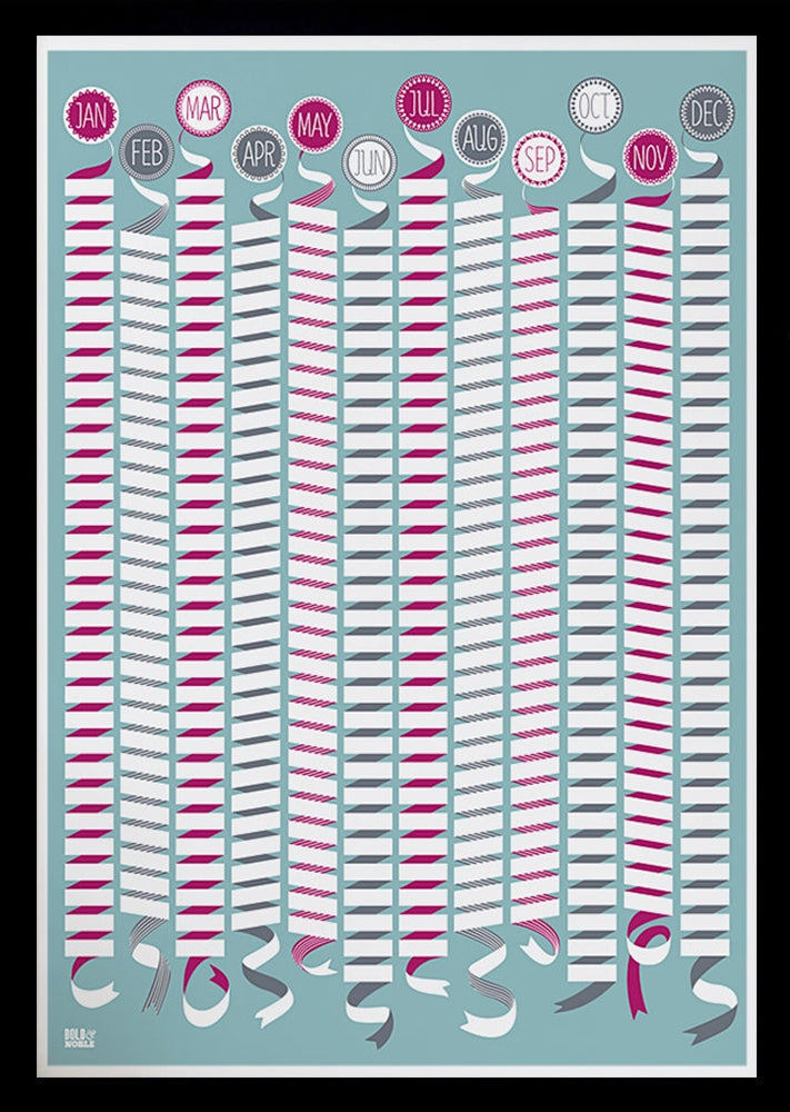 Pattern - Wall Calendar In Blue Black frame