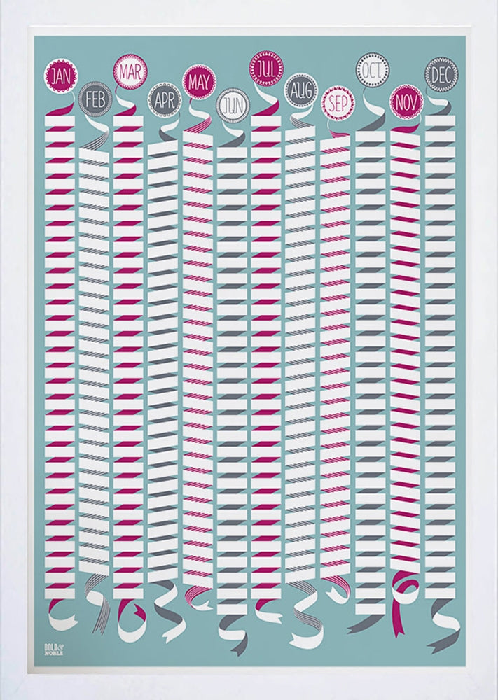 Pattern - Wall Calendar In Blue Frame White