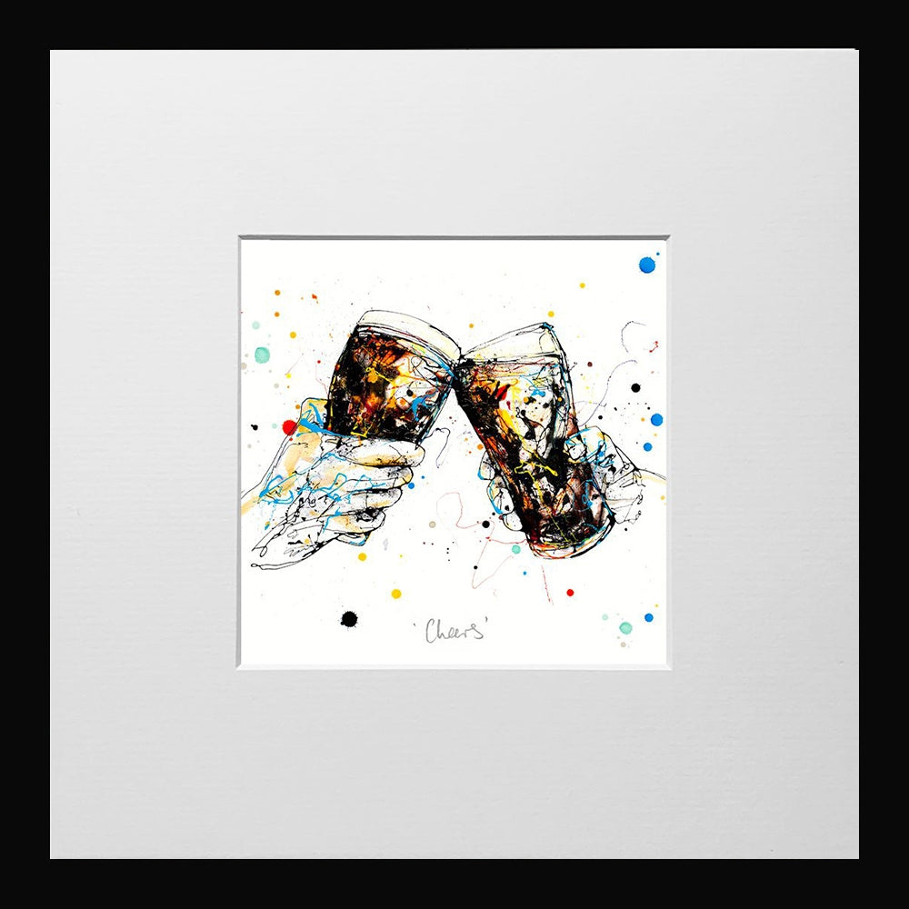 Print Open Edition Drinks - Cheers-12 x 12-Small Flat Black Frame