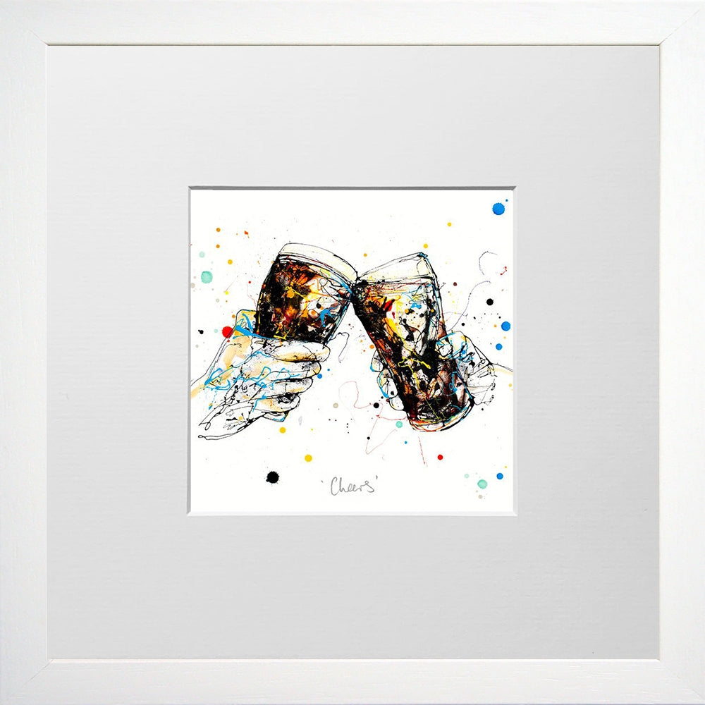 Print Open Edition Drinks - Cheers-12 x 12-Small Flat White Frame
