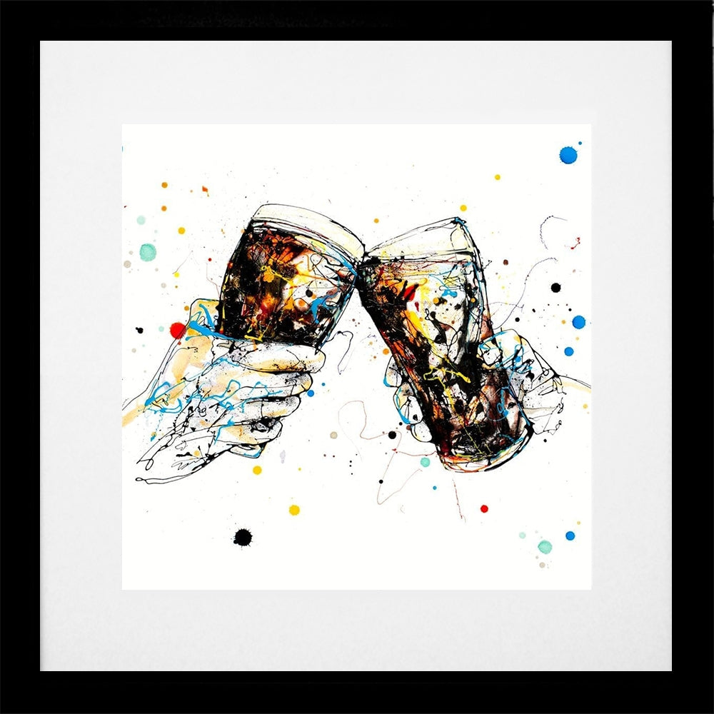 Print Open Edition Drinks - Cheers-30 x 30-Black Box Frame (With Mount)