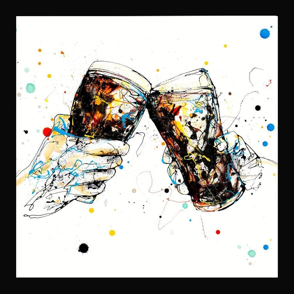 Print Open Edition Drinks - Cheers-30 x 30-Black Box Frame (No Mount)