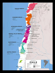 Chile Wine Map Black Frame
