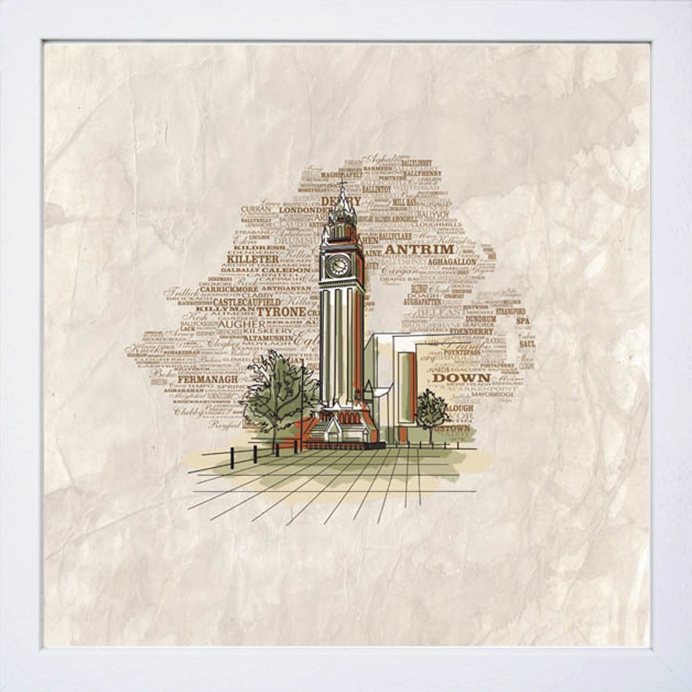 Belfast - Albert Clock White Frame