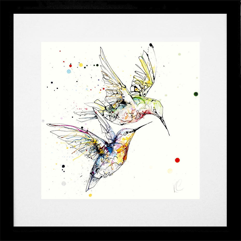 Print Open Edition Animals - Circling-30 x 30-Black Box Frame (With Mount)