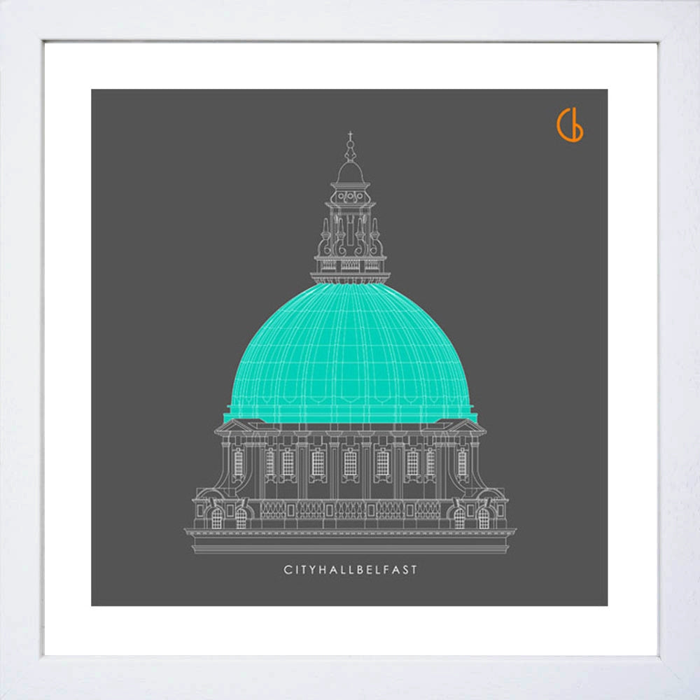 Belfast City Hall-15 x 15-Small Flat White Frame