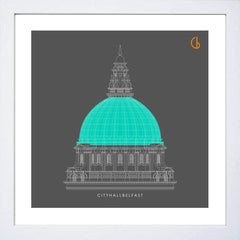 Belfast City Hall-15 x 15-Small Flat White Frame
