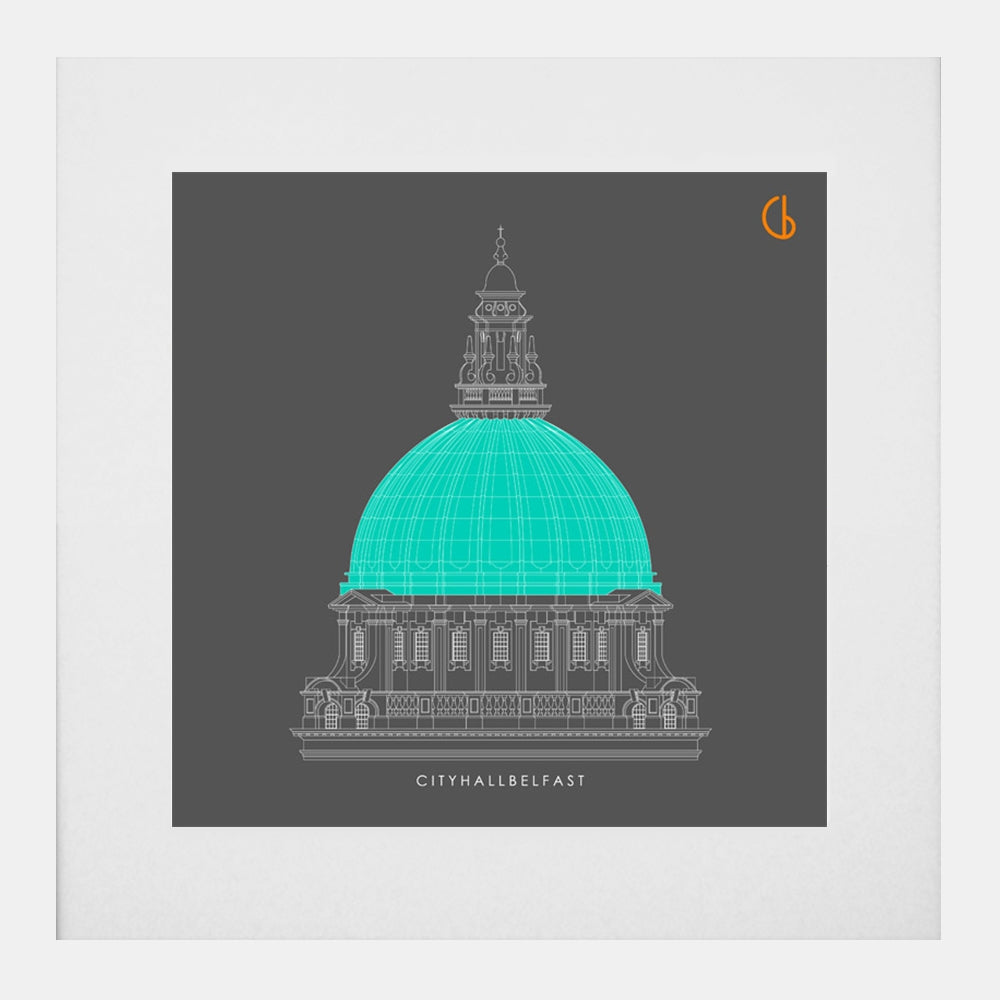 Belfast City Hall-29 x 29-White Box Frame