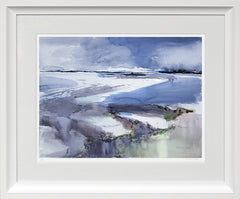 Print - Cloud Shadows, Millisle Beach Chunky White Frame