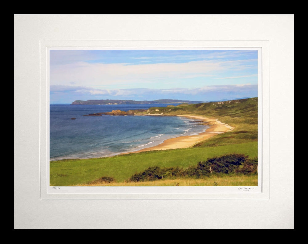 Co. Antrim - Whitepark Bay Towards Rathlin - Flat Black Frame