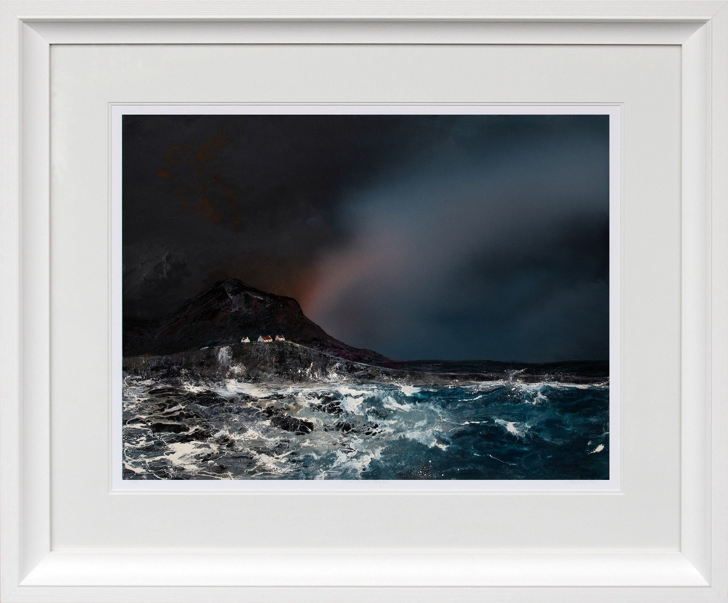 Print - Coast Guard Cottages Chunky White Frame