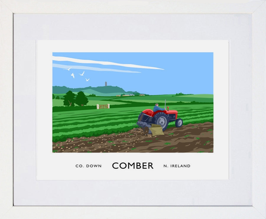 Co Down - Comber Potatoes Frame White 40x30 With Mount