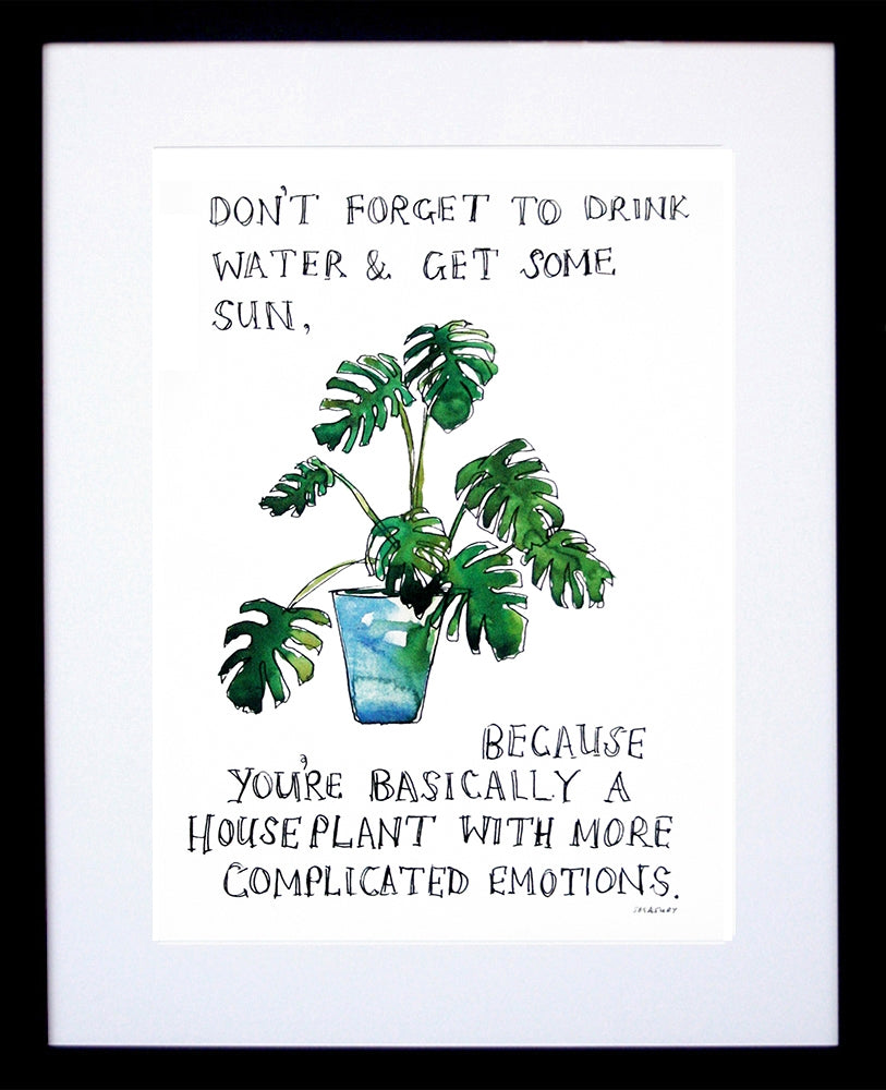 Drinks Water - Houseplant Black Frame