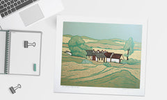 Linocut Print - Co Antrim Coolanlough Cottages