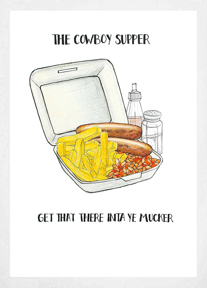 Food - Cowboy Supper-A2 - White Box Frame