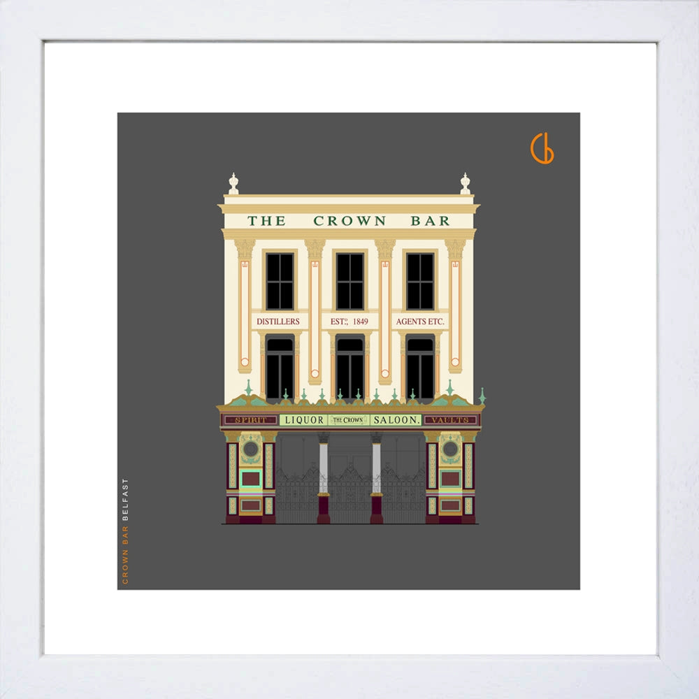 Belfast Crown Bar-15 x 15-Small Flat White Frame
