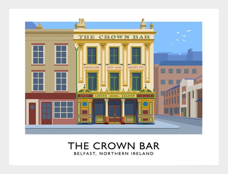 Belfast - The Crown Bar Frame White 70x50