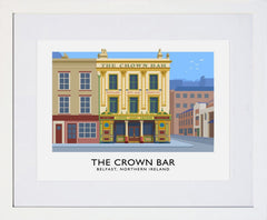 Belfast - The Crown Bar Frame White 40x30 With Mount