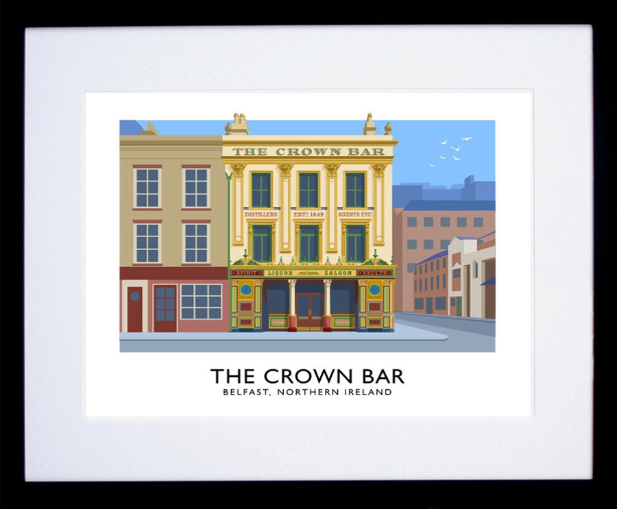 Belfast - The Crown Bar Frame Black 40x30 withmount