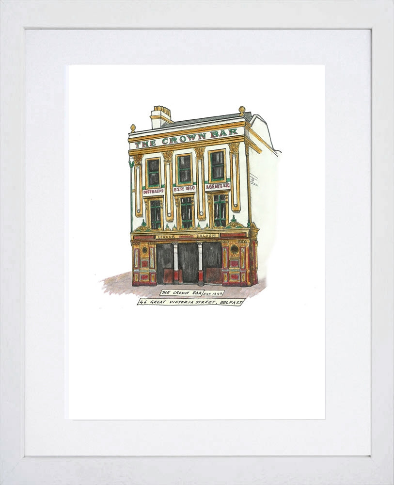 Pubs - The Crown Bar White Frame