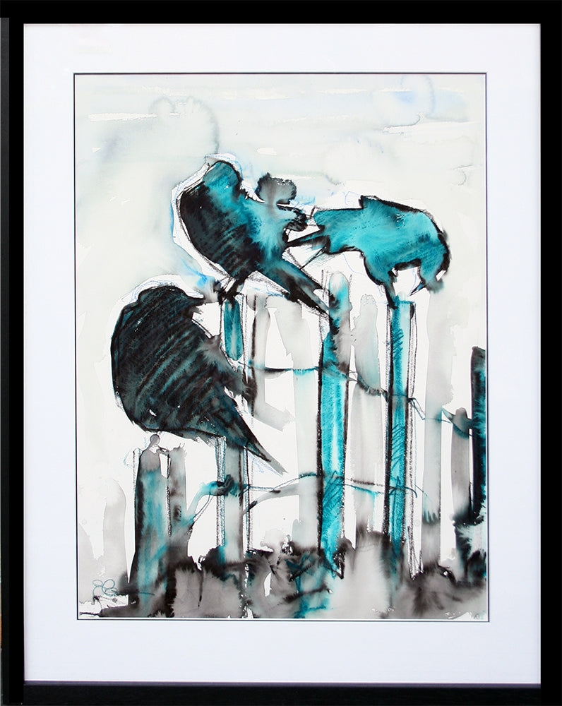 Original - Crows On Poles Framed