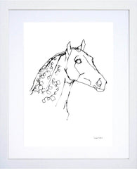 Animals Horse - Dappled Horse B&W White Frame