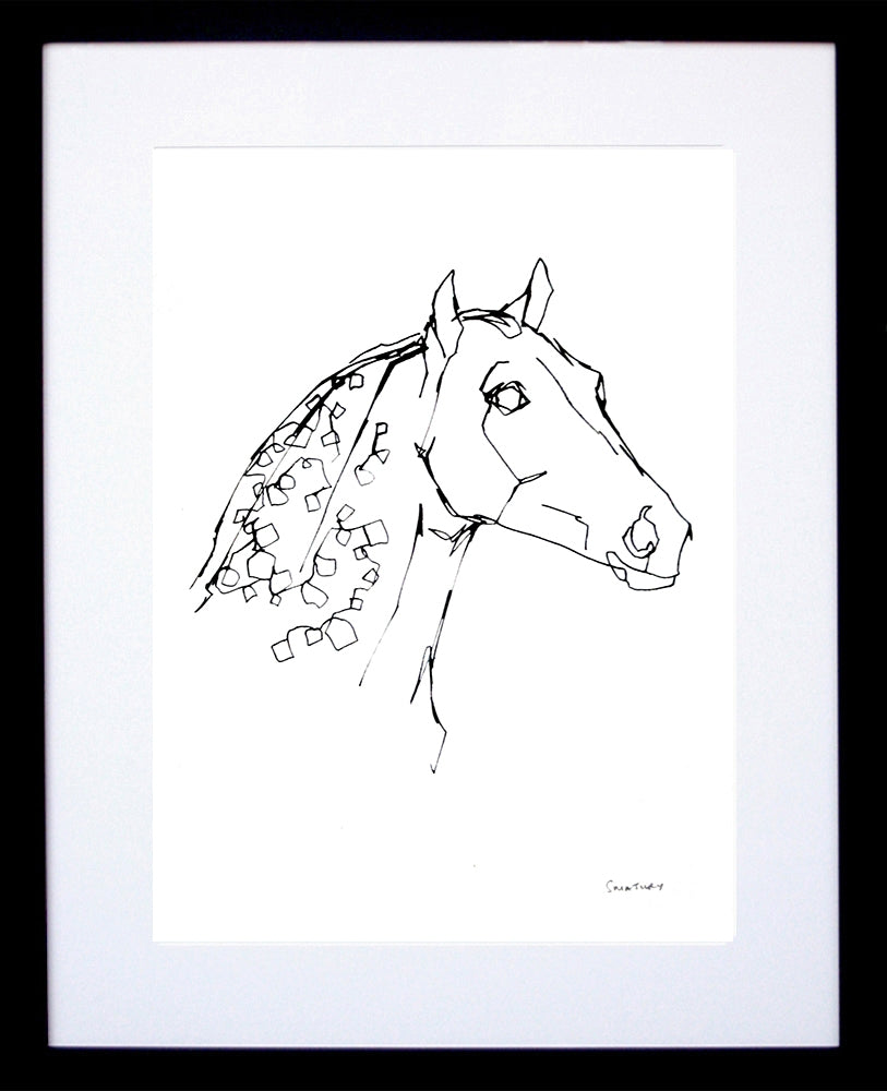 Animals Horse - Dappled Horse B&W Black Frame