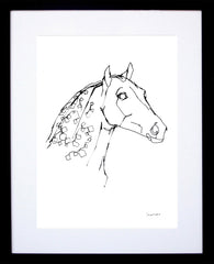 Animals Horse - Dappled Horse B&W Black Frame