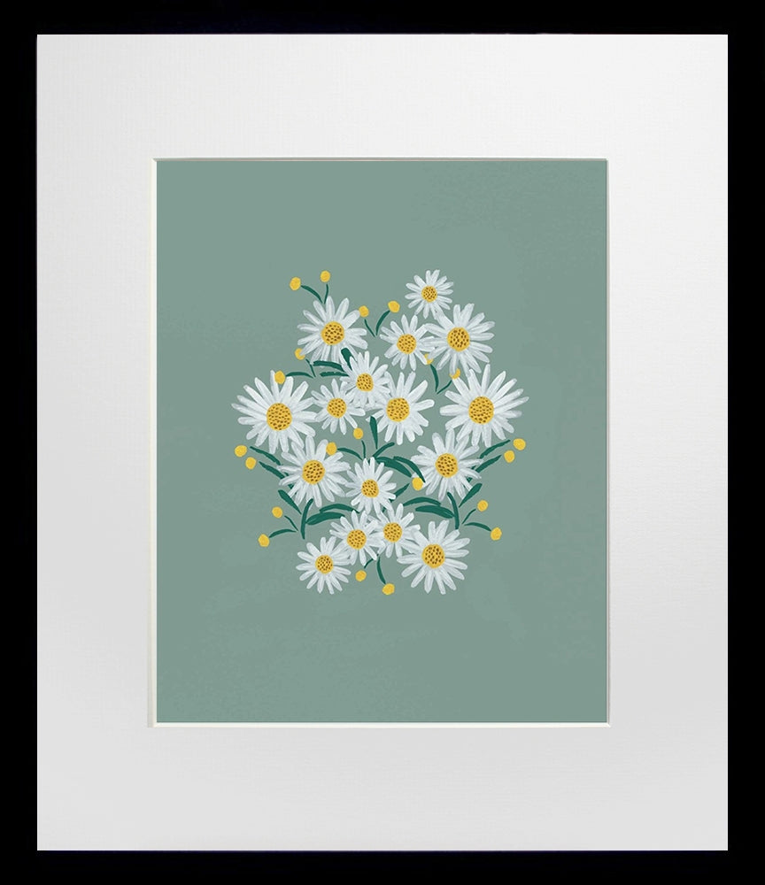 Daisies Sage - Black Frame