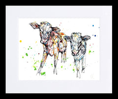 Print Ltd Edition Animals - Daisy and dot Frame Black