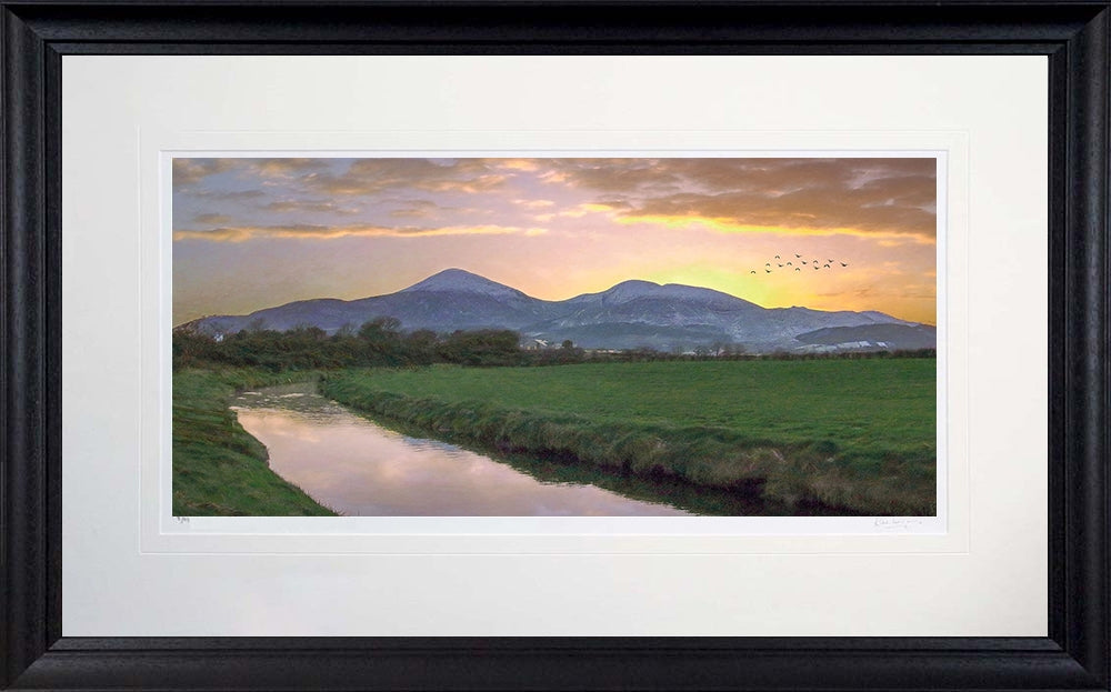 Co Down - Days End, The Mourne Mountains-71 x 45-Black Scoop Frame