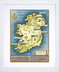 Golf Map of Ireland White Frame