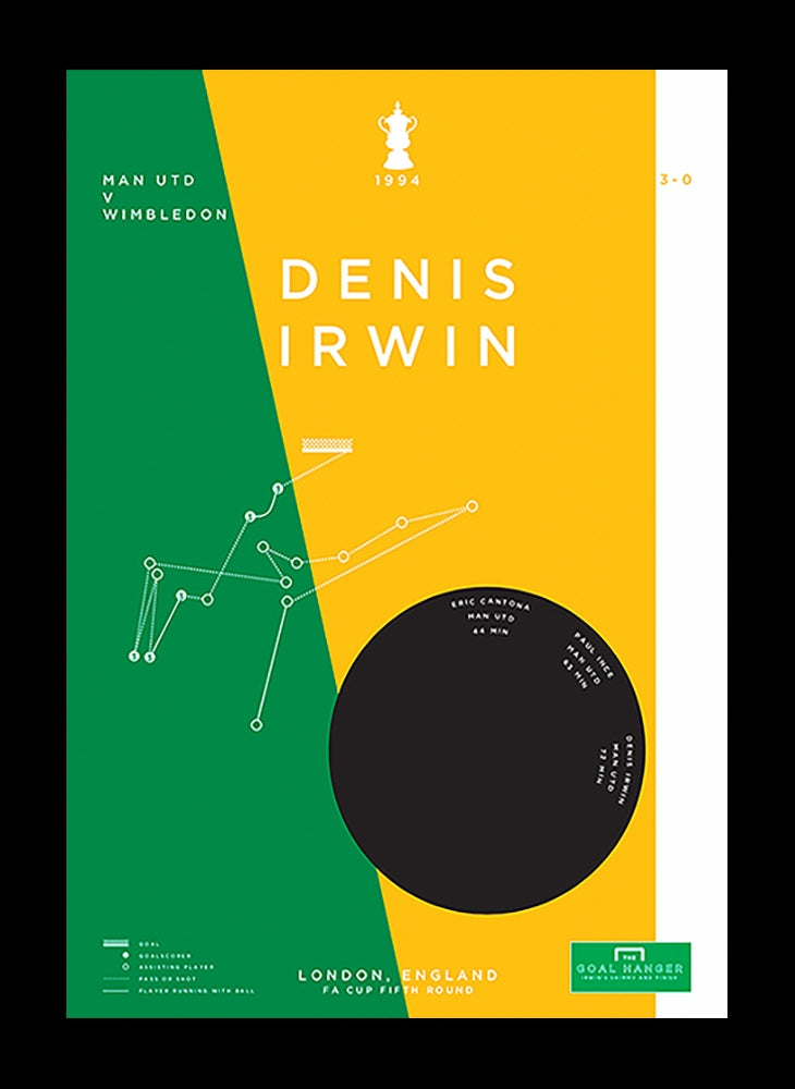 Man Utd - Denis Irwin vs Wimbledon 1994 30x42 no mount